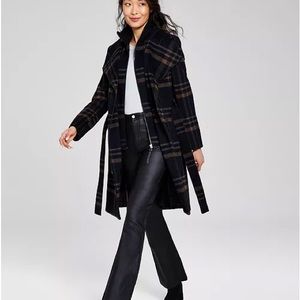 NWT CALVIN Klein Women's Wool Blend Belted Wrap Coat Sz L
